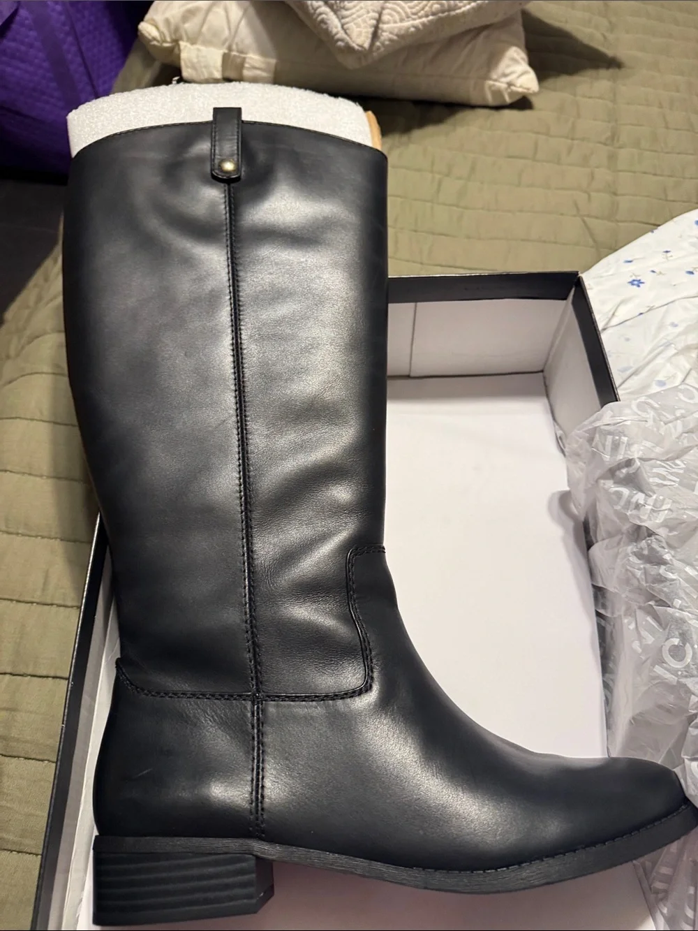 INC International Concepts Black Over-the-Knee Faux Leather Riding Boots